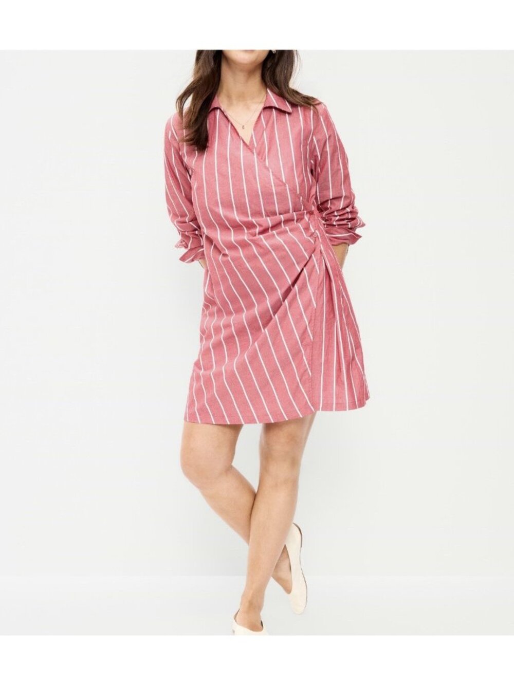 Old Navy Womens NWT Large Wrap Mini Shirt Dress Preppy Classic